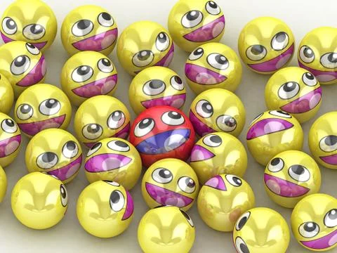 3D Round Smiley Faces. Stock Illustration