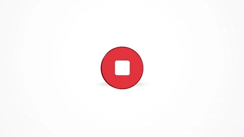 3D Round Stop Button Icon Animated Loop on White Background 4K Stock Footage 347650816