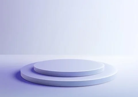 3d round two tiered podium mockup in soft gradient light purple minimalist .. Illustrazione stock