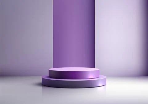 3d round two tiered purple podium stand modern luxury display platform mock.. Stock Illustration