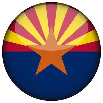3D Round Vector Flag of Arizona, USA, Isolated on White Background Stock Illustration