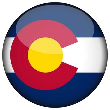 3D Round Vector Flag of Colorado, USA, Isolated on White Background Stock Illustration