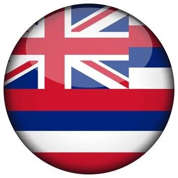 3D Round Vector Flag of Hawaii, USA, Isolated on Transparent Background Stock Illustration
