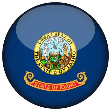 3D Round Vector Flag of Idaho, USA, Isolated on Transparent Background Stock Illustration