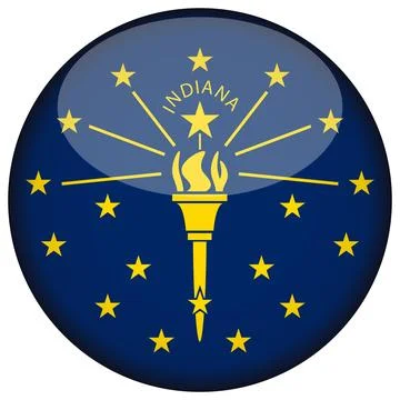 3D Round Vector Flag of Indiana, USA, Isolated on Transparent Background Stock Illustration