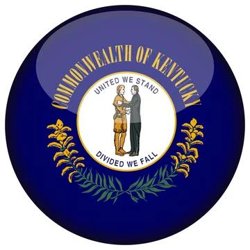 3D Round Vector Flag of Kentucky, USA, Isolated on Transparent Background Illustrazione stock