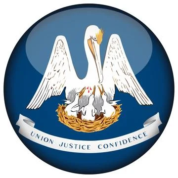 3D Round Vector Flag of Louisiana, USA, Isolated on Transparent Background Illustrazione stock