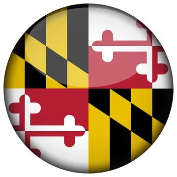 3D Round Vector Flag of Maryland, USA, Isolated on Transparent Background Stock Illustration