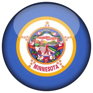 3D Round Vector Flag of Minnesota, USA, Isolated on Transparent Background Stock Illustration
