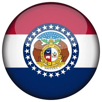 3D Round Vector Flag of Missouri, USA, Isolated on White Background Stock Illustration