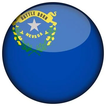 3D Round Vector Flag of Nevada, USA, Isolated on White Background Stock Illustration