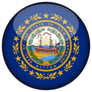 3D Round Vector Flag of New Hampshire, USA, Isolated on White Background Stock Illustration