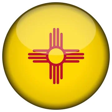 3D Round Vector Flag of New Mexico, USA, Isolated on White Background Illustrazione stock
