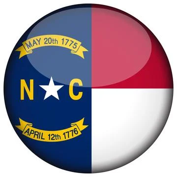 3D Round Vector Flag of North Carolina, USA, Isolated on White Background Stock Illustration