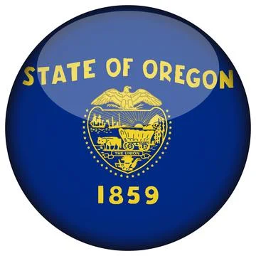 3D Round Vector Flag of Oregon, USA, Isolated on White Background Stock Illustration