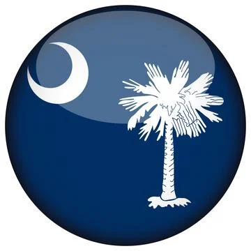 3D Round Vector Flag of South Carolina, USA, Isolated on White Background Stock-Illustration