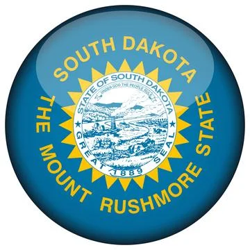 3D Round Vector Flag of South Dakota, USA, Isolated on White Background Stock Illustration