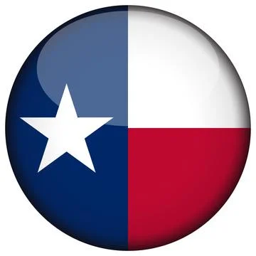 3D Round Vector Flag of Texas, USA, Isolated on White Background Stock Illustration