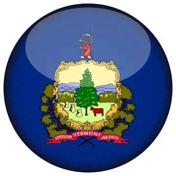 3D Round Vector Flag of Vermont, USA, Isolated on White Background Stock Illustration