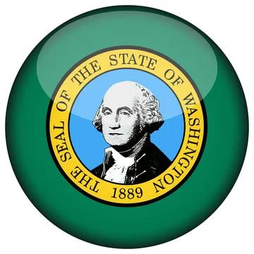 3D Round Vector Flag of Washington, USA, Isolated on White Background Stock Illustration