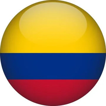 3D Rounded Country  Flag Button Vector Stock Illustration