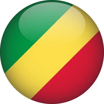 3D Rounded Country  Flag Button Vector Stock Illustration