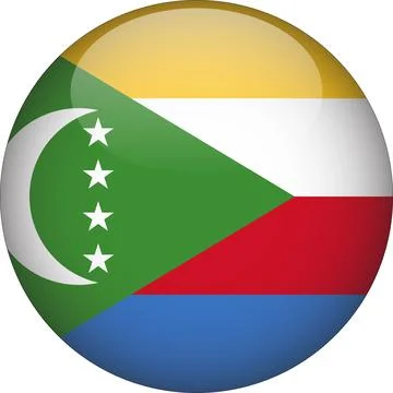 3D Rounded Country  Flag Button Vector Stock Illustration