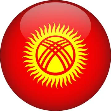 3D Rounded Country  Flag Button Vector Stock Illustration