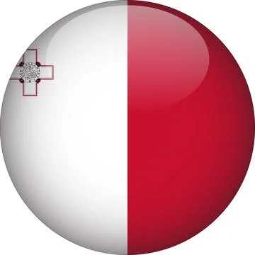 3D Rounded Country  Flag Button Vector Stock Illustration