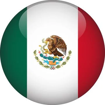 3D Rounded Country  Flag Button Vector Stock Illustration