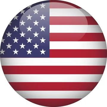 3D Rounded Country  Flag Button Vector Stock Illustration