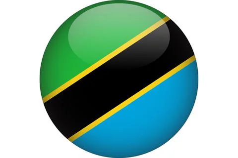 3D Rounded Country  Flag Button Vector Stock Illustration