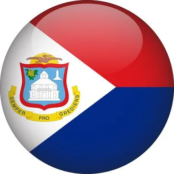 3D Rounded Country  Flag Button Vector Stock Illustration