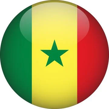 3D Rounded Country  Flag Button Vector Stock Illustration