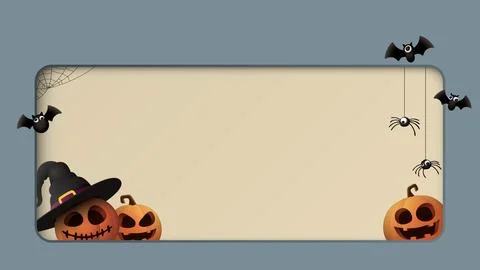 3D rounded rectangle frame paper cut style background with Halloween elemen.. 스톡 일러스트