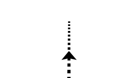 3D route navigation animation with arrow following straight dashed line. Stock Footage 317465501
