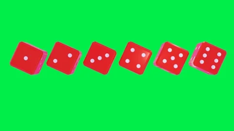3d rows of red hexagonal game cubes spinning on green background. 3d render loop Stock Footage 300187978