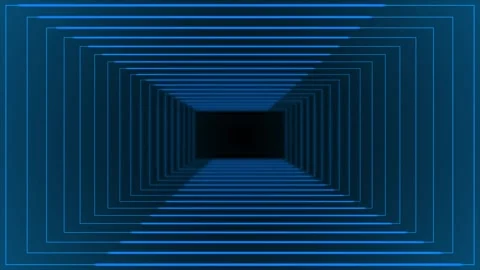 3d royal blue rectangular box tunnel neon light gradient, futuristic background Stock Footage 272648206