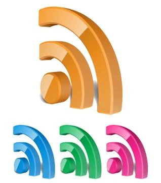 3D RSS Icon Set, Vector Illustration Stock Illustration