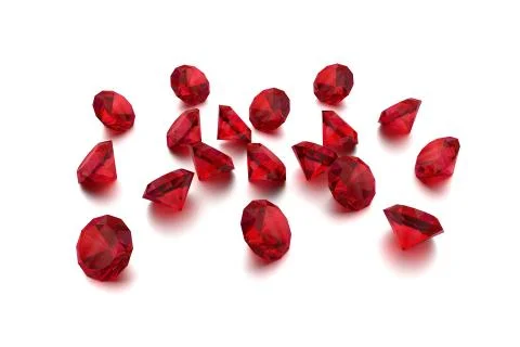 3D Rubys - 18 Red Gems Stock Illustration