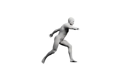 3D running figure model against matte white background Stock Illustration