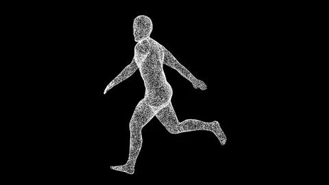 3D Running Man on black background. Sport and Recreation concept. Anatomy o.. Stock Illustration