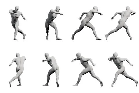 3D running mannequin figure model pose study Stock-Illustration