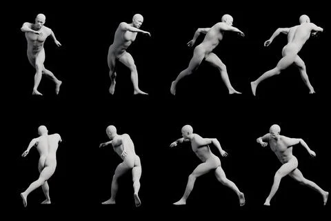 3D running mannequin figure model pose study Stock-Illustration