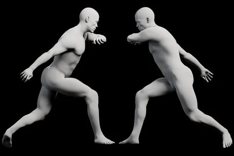 3D running mannequin figure model left right view Stock Illustration
