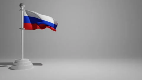 3D Russian flag on a flagpole fluttering in the wind  動画素材 237852211