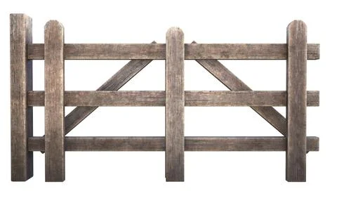 3D Rustic Wooden Gate with Weathered Texture 写真素材