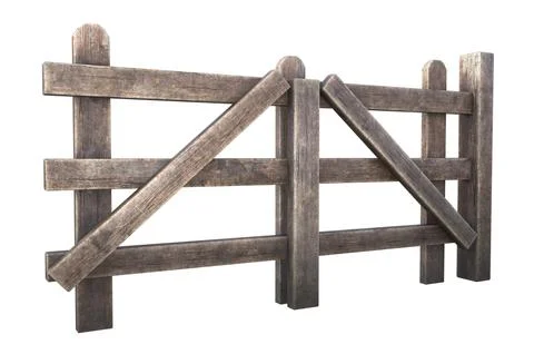 3D Rustic Wooden Gate with Weathered Texture 写真素材