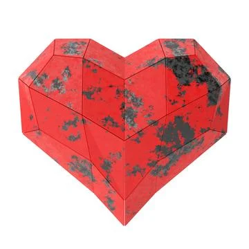 3D rusty heart model. 3D illustration. Stock Illustration