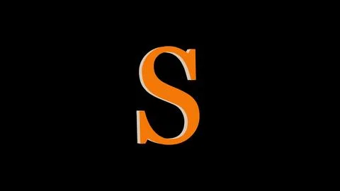 3d S letter logo loopable brown color black background Stock Illustration